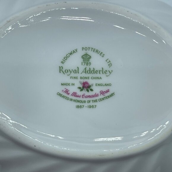 VTG Royal Adderley Bone China Miss Canada Rose Trinket Candy Dish Bowl 5.25" - Picture 3 of 6